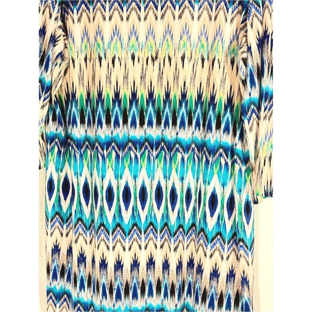 Chicos Multi-Blue Printed Sheath Dress - Women XL 3/4 sleeve - Picture 4 of 8